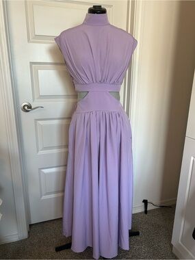 Lilac Cutout Maxi Dress with High Neck